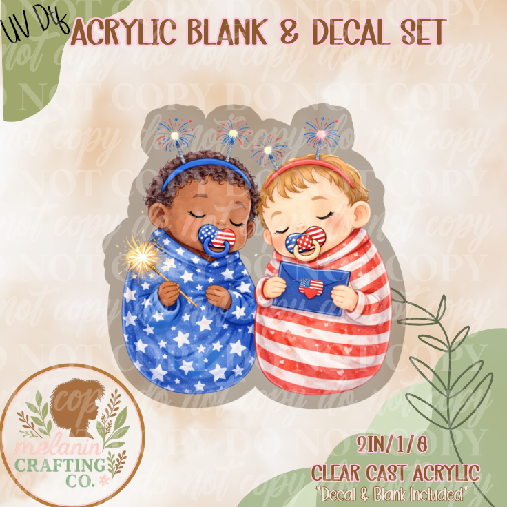 Patriotic Babies UV Dtf Acrylic Blank Set