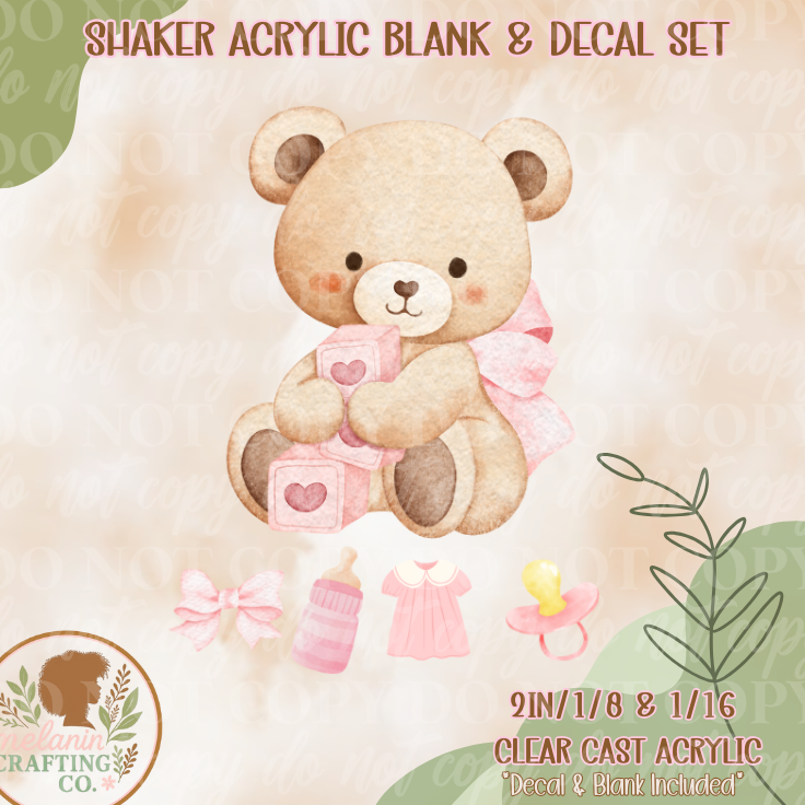 It's A Girl! Acrylic Blank & Shaker Set