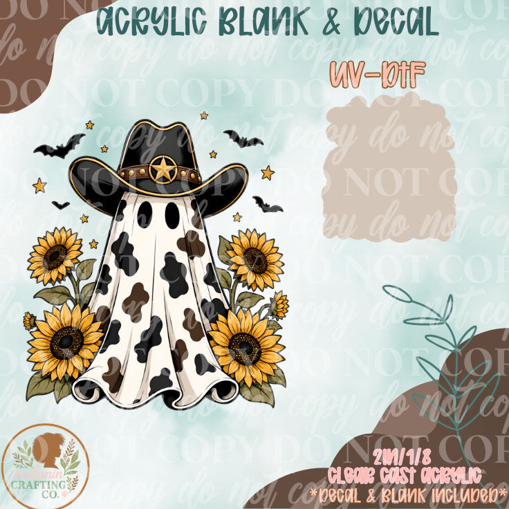 Sunflower Cowboy Ghost UV DTF Acrylic Blank Set