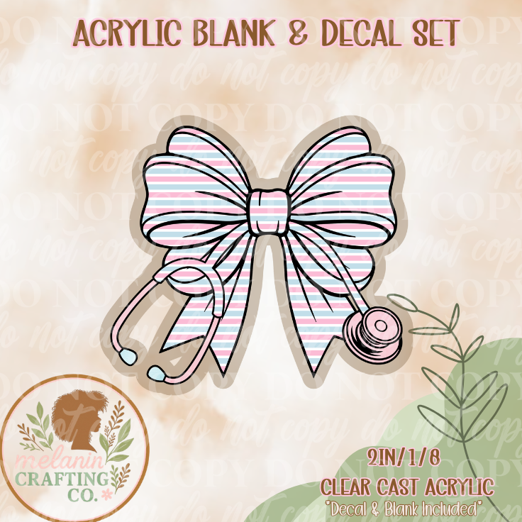 NICU Pattern Bow UV Dtf Acrylic Blank Set