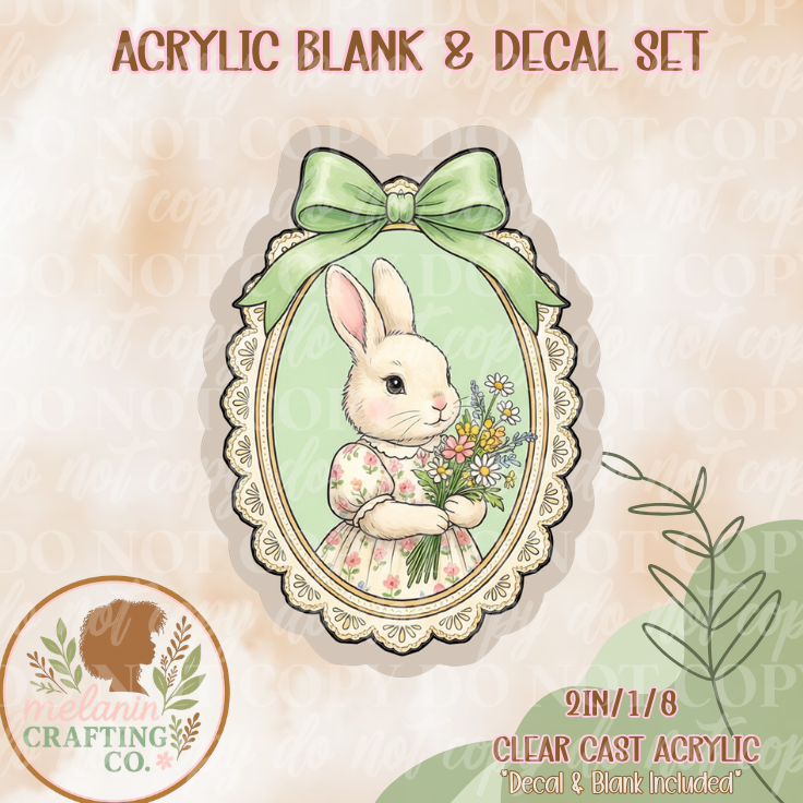 Vintage Bouquet Bunny Acrylic Blank & Decal Set