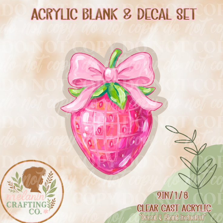 Strawberry Coquette Acrylic Blank & Decal Set
