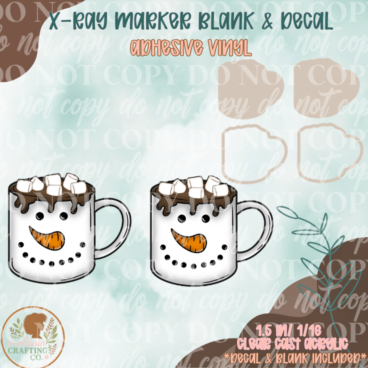 Snowman Mug X-Ray Markers (Decal Included)