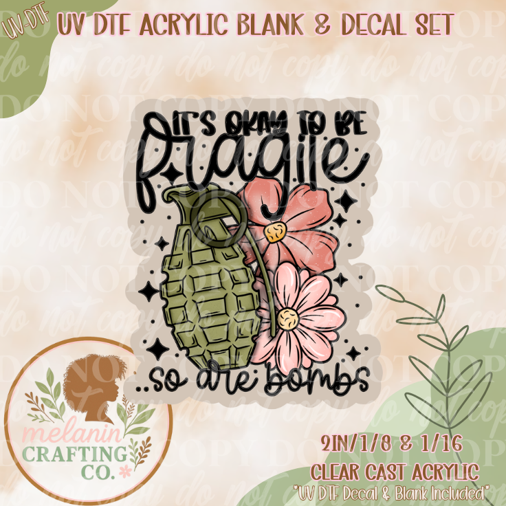 Flower Bomb UV Dtf Acrylic Blank Set