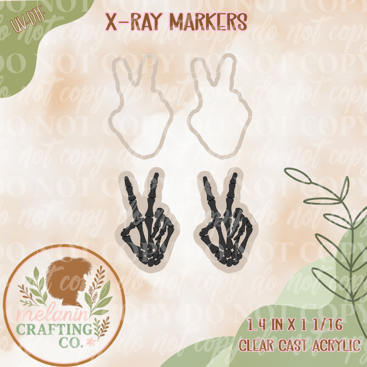Peace Sign Skeleton X-Ray Markers (UV Dtf Included)