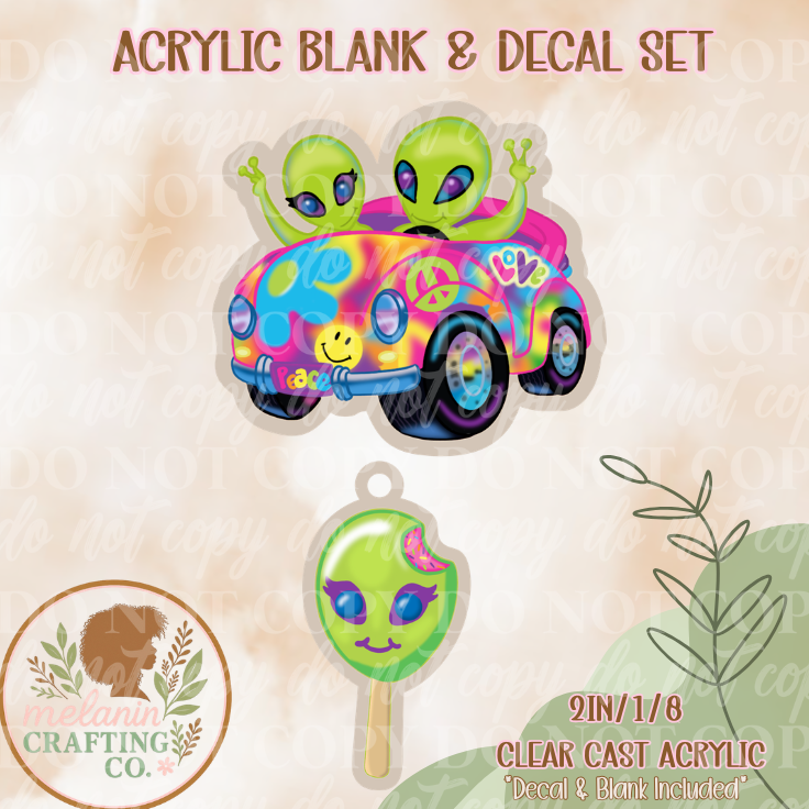 Groovy Alien Acrylic Blank & Decal Set (Charm Included)