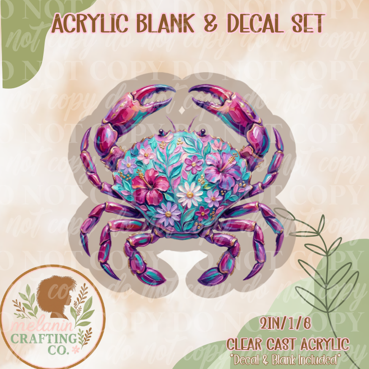 Coastal Crab Acrylic Blank & Decal Set