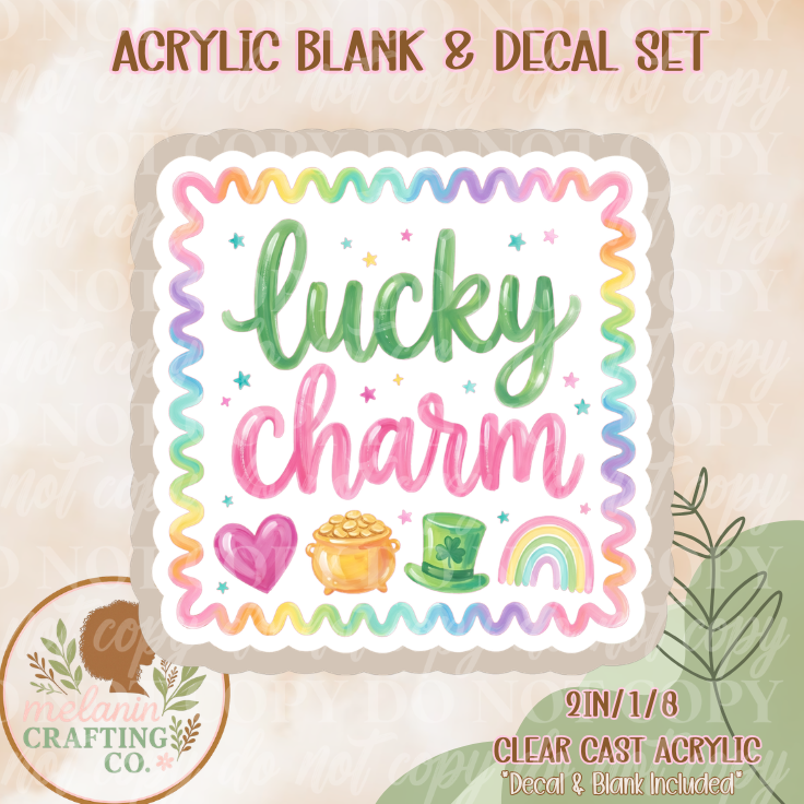 St. Patrick's Lucky Charm Acrylic Blank & Decal Set