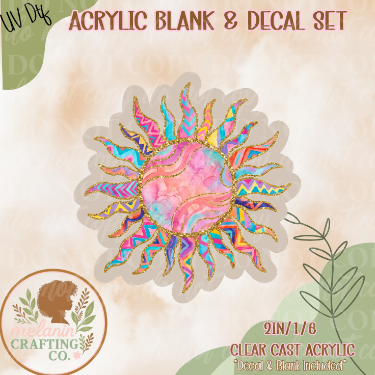 Boho Colorful Sun UV DTF Acrylic Blank Set