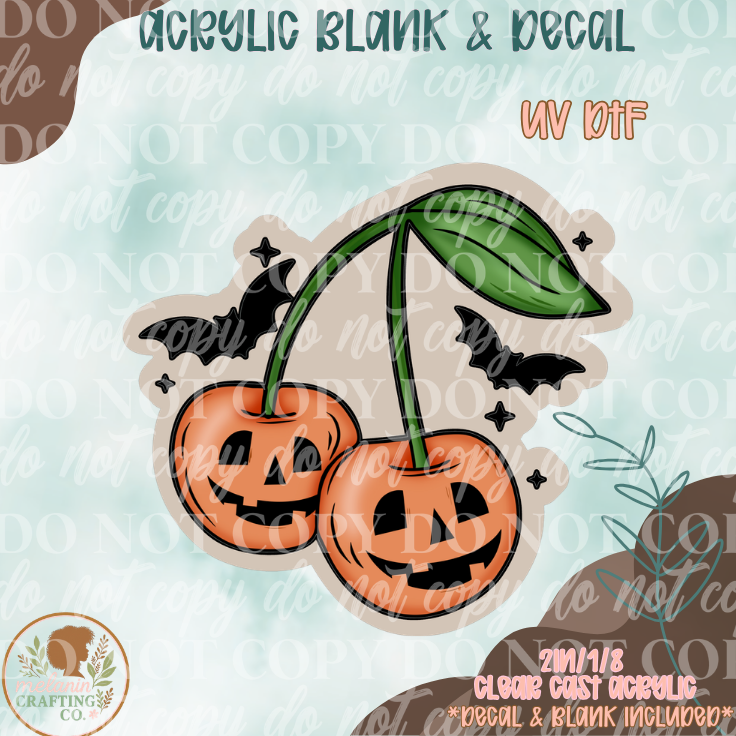 Spooky Pumpkin Cherries UV DTF Acrylic Blank Set