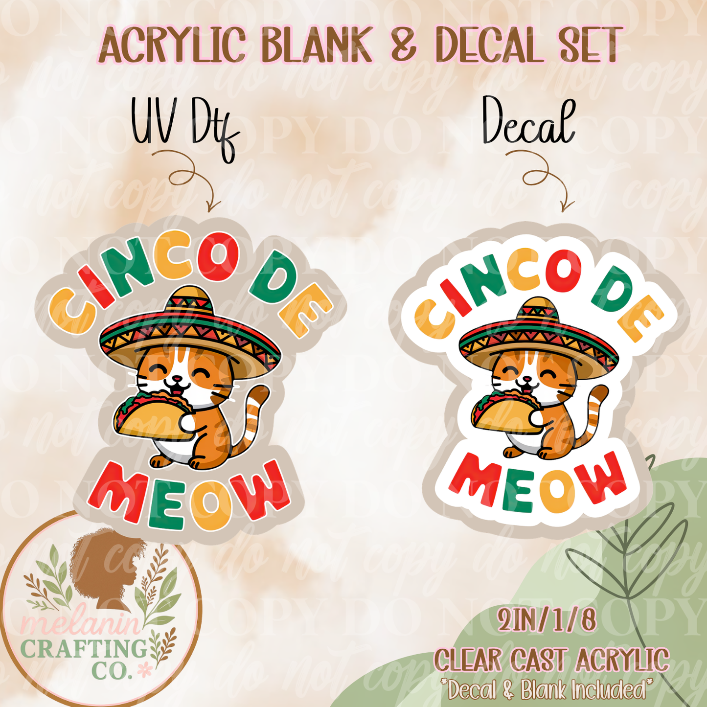 Cinco De Meow Acrylic Blank & Decal