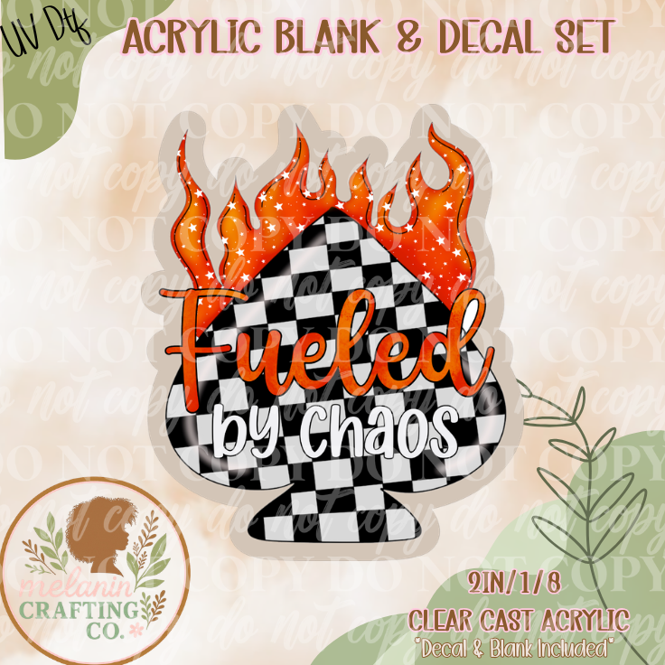 Fueled By Chaos Checkered UV DTF Acrylic Blank Set