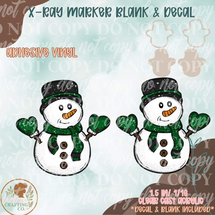 Vintage Snowman X-Ray Markers (Decal Included)