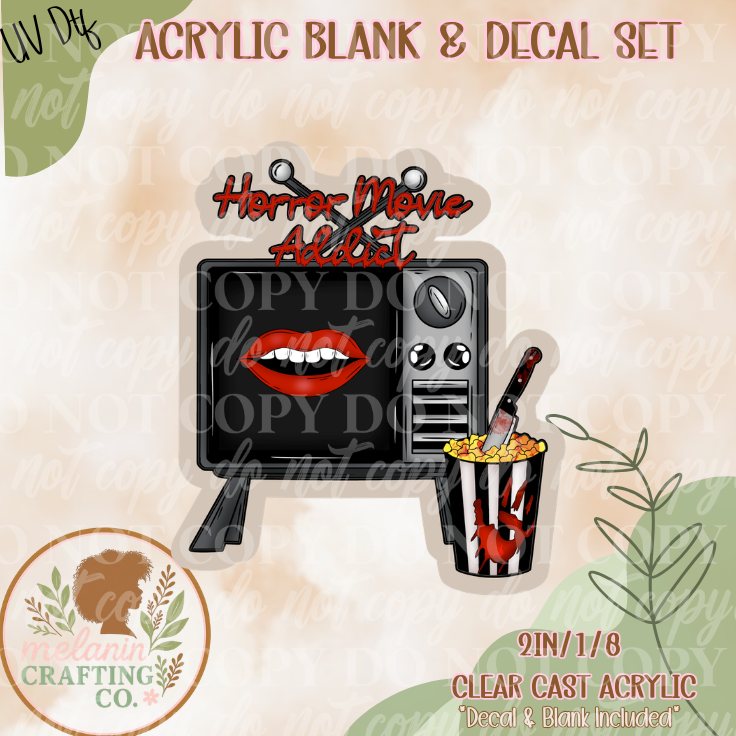 Vintage Horror TV UV DTF Acrylic Blank Set