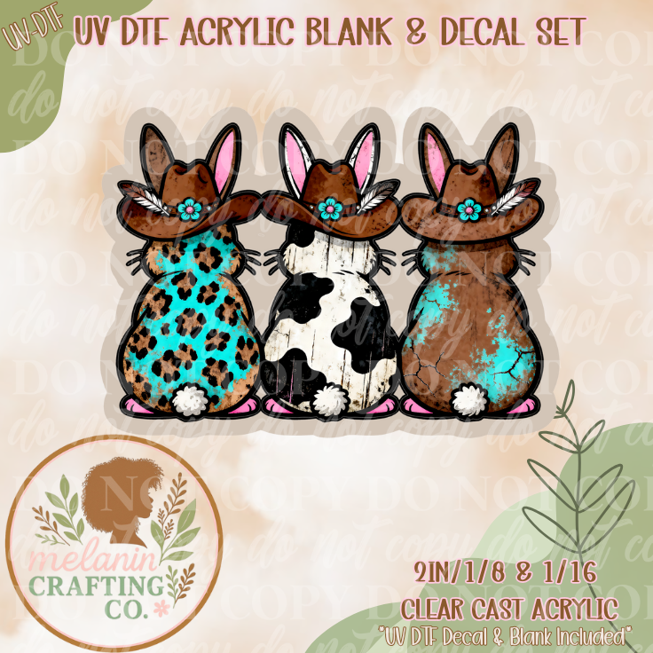Prairie Bunny Posse UV Dtf Acrylic Blank Set