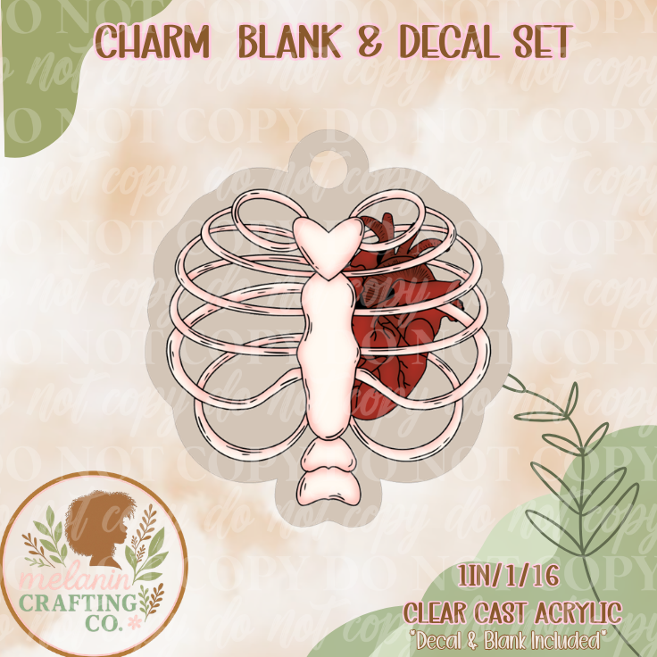 Heart Rib Cage UV DTF Charm & Decal Set