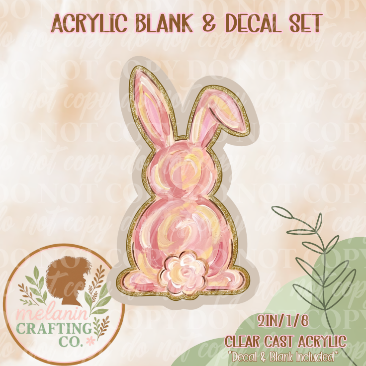 Champagne Bunny Acrylic Blank & Decal Set