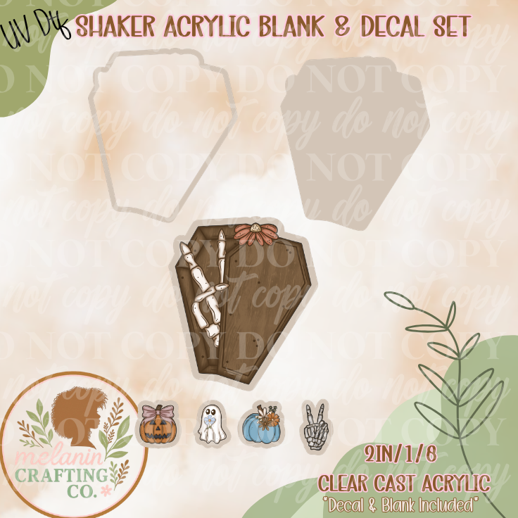 Boho Peace Coffin Acrylic Blank & Shaker Set
