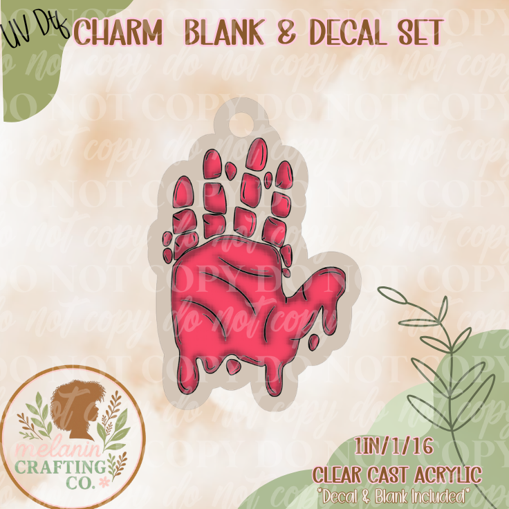 Bloody Hand Charm UV DTF Charm & Decal Set