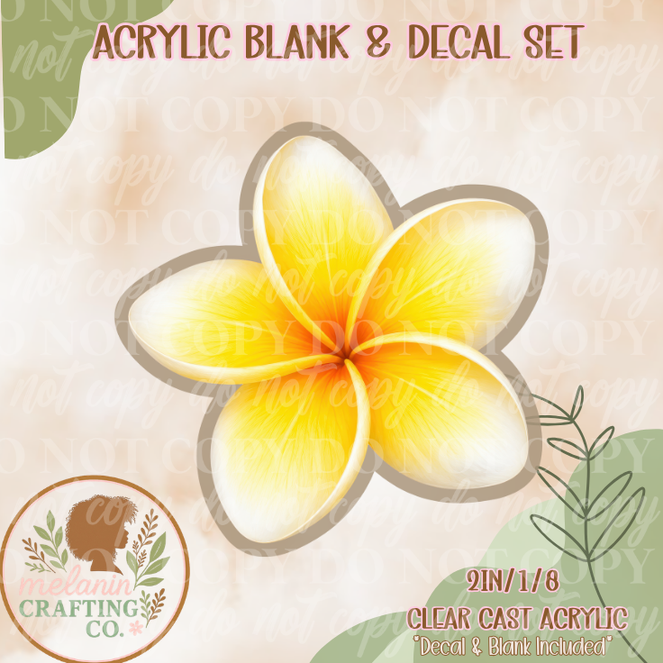 Yellow Plumeria Flower Acrylic Blank & Decal Set