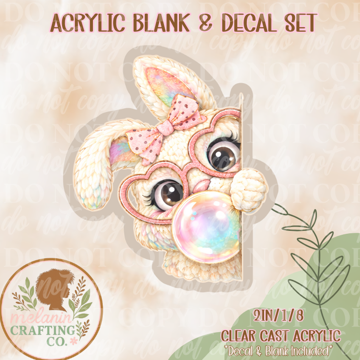 Bubblegum Easter Bunny Acrylic Blank & Decal Set