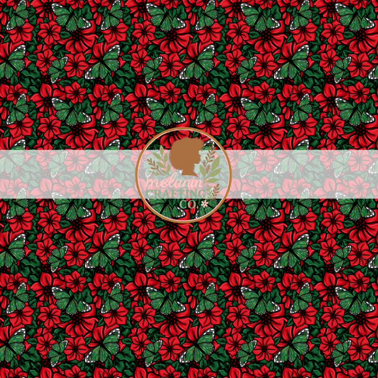 Christmas Butterfly 12x12 Adhesive Vinyl