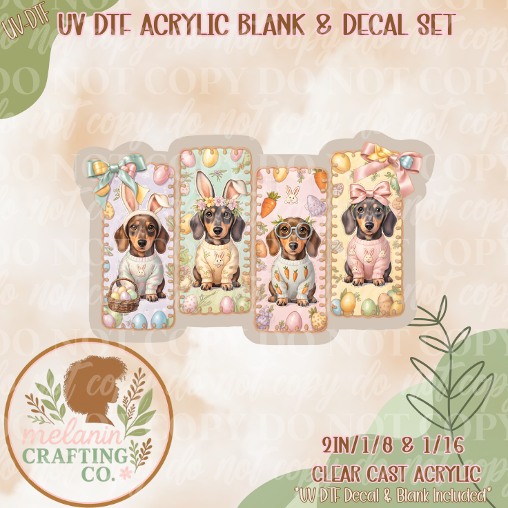 Easter Dachshund UV DTF Acrylic Blank Set