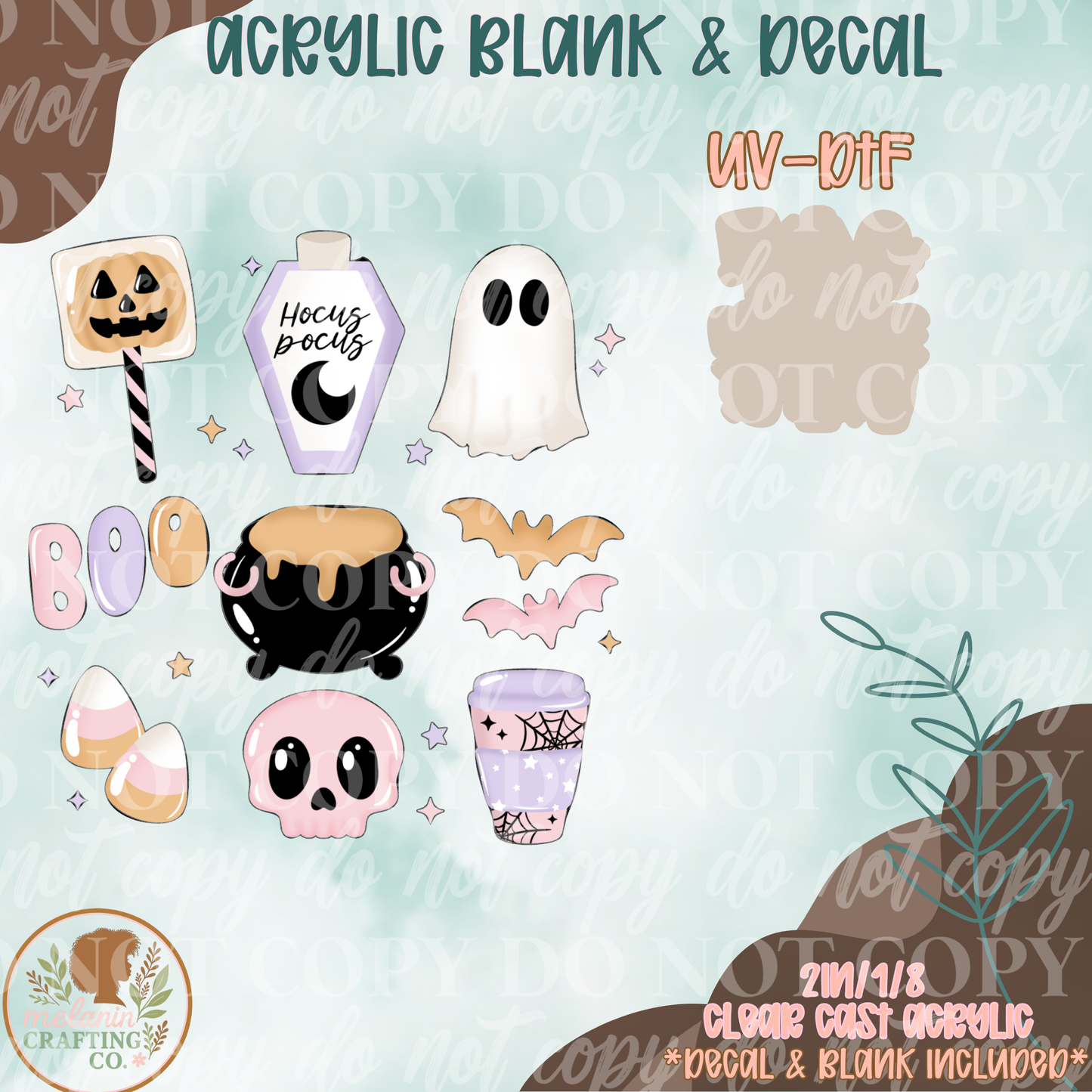 Pastel Halloween Grid UV DTF Acrylic Blank Set