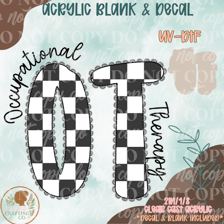 OT Checkered UV DTF Acrylic Blank Set