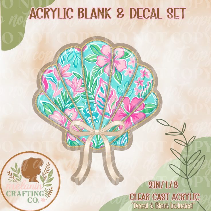 Summer Seashell Acrylic Blank & Decal Set