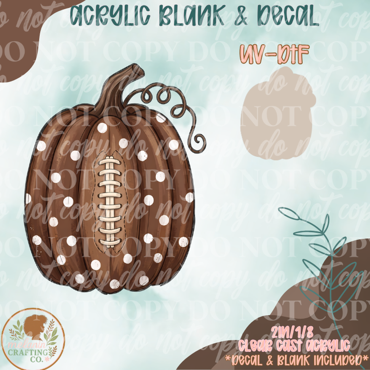 Polka Football Pumpkin UV DTF Acrylic Blank Set