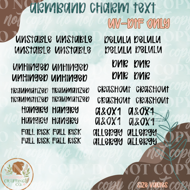 Armband Charm Text