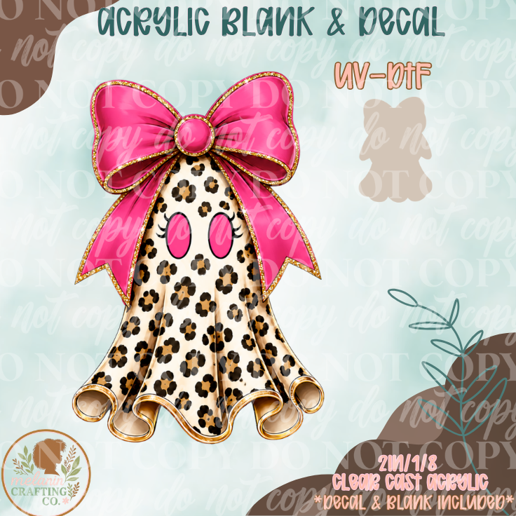 Glitter Leopard Bow UV DTF Acrylic Blank Set