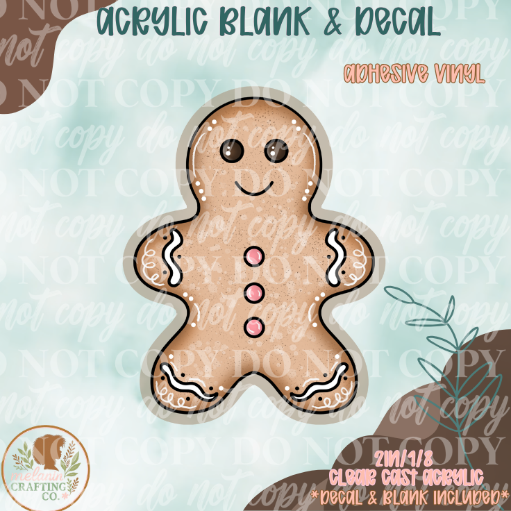 Bubblegum Gingerbread Man Acrylic Blank & Decal Set