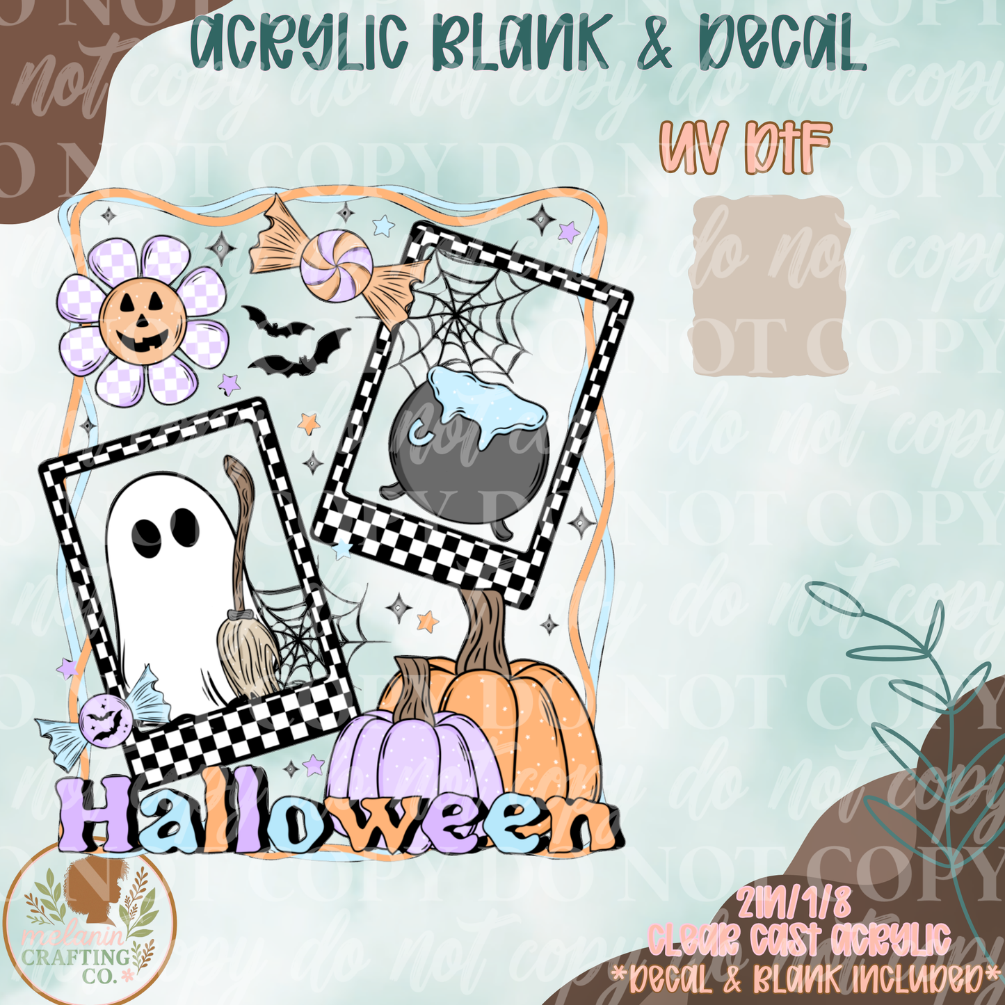 Pastel Checkered Halloween UV DTF Acrylic Blank Set