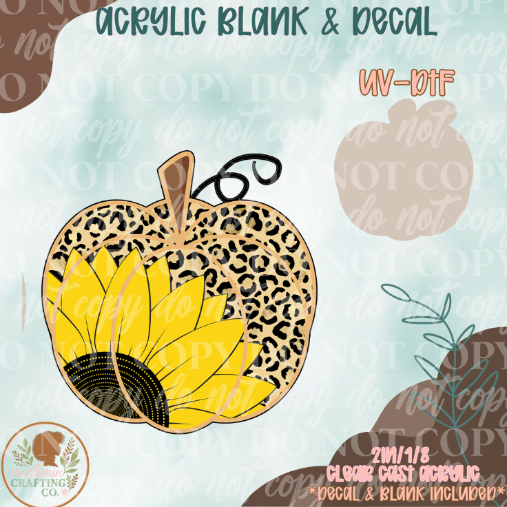 Sunflower Leopard Pumpkin UV DTF Acrylic Blank Set