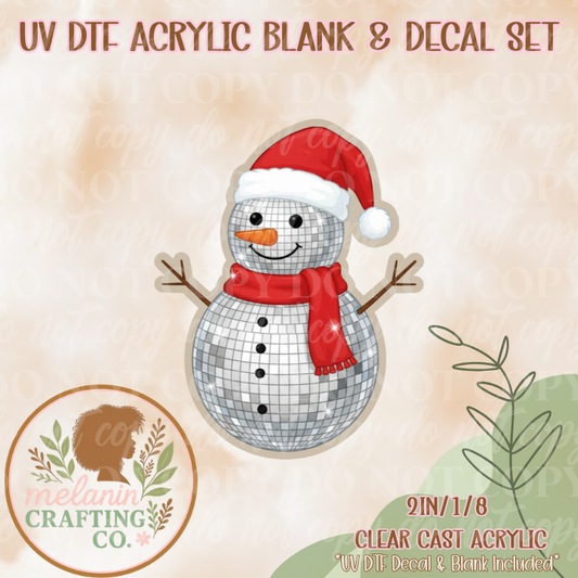 Disco Snowman UV DTF Acrylic Blank & Decal Set