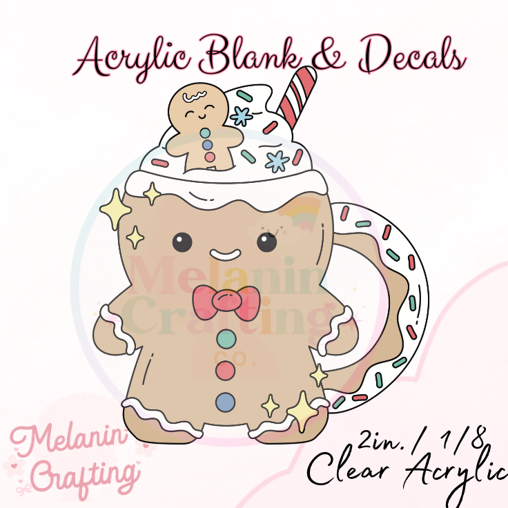 Gingerbread Man Mug Acrylic Blank & Decal Set