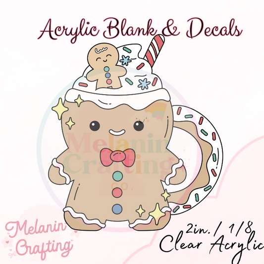 Gingerbread Man Mug Acrylic Blank & Decal Set