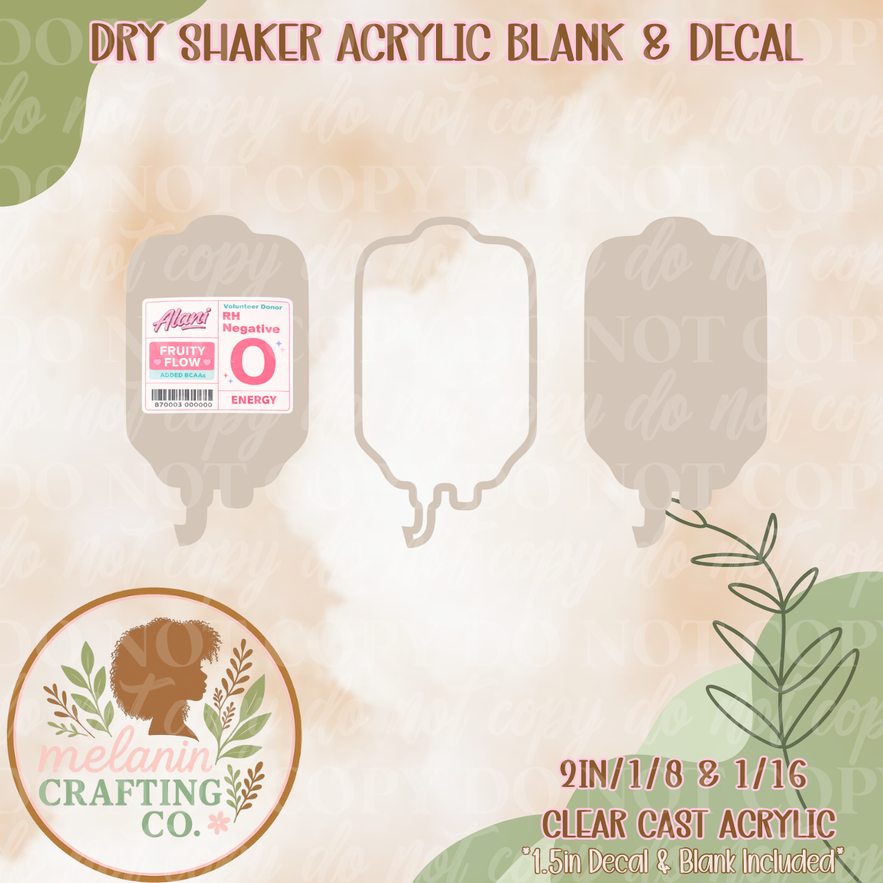 Energy Drink IV Bag Acrylic Blank & Shaker Set