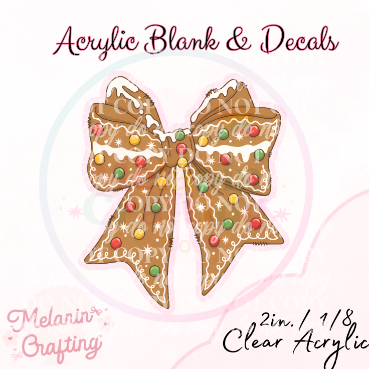 Frosty Gingerbread Bow Acrylic Blank & Decal Set
