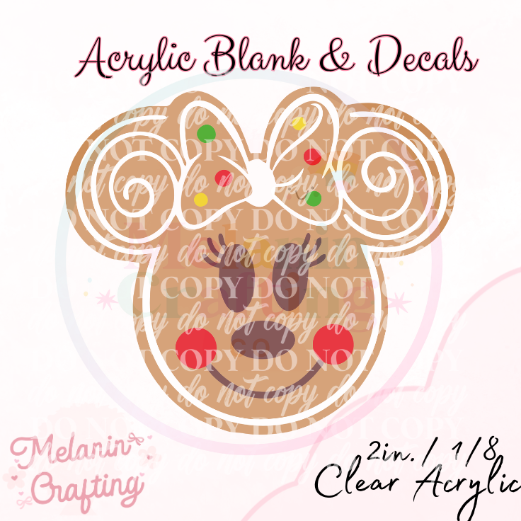 Frosty Mouse Bow Acrylic Blank & Decal Set