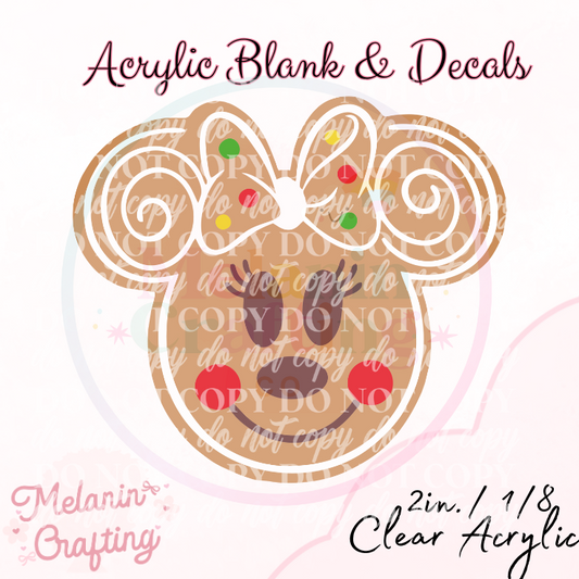 Frosty Mouse Bow Acrylic Blank & Decal Set