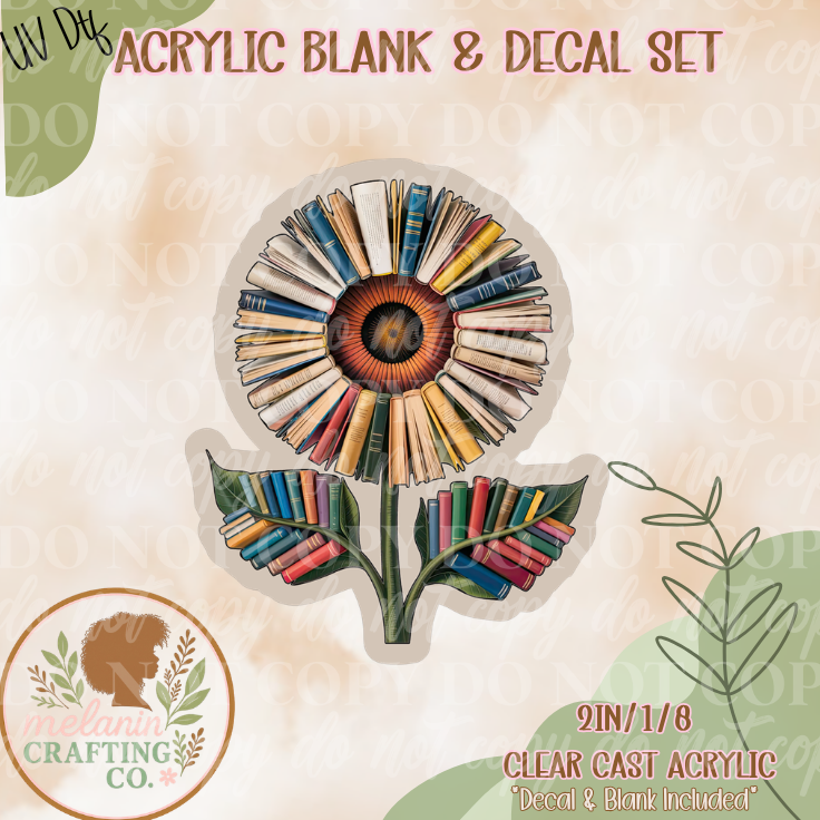 Book Sunflower UV Dtf Acrylic Blank Set