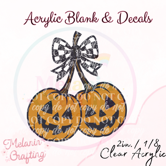 Checkered Pumpkin Cherries Acrylic Blank & Decal Set