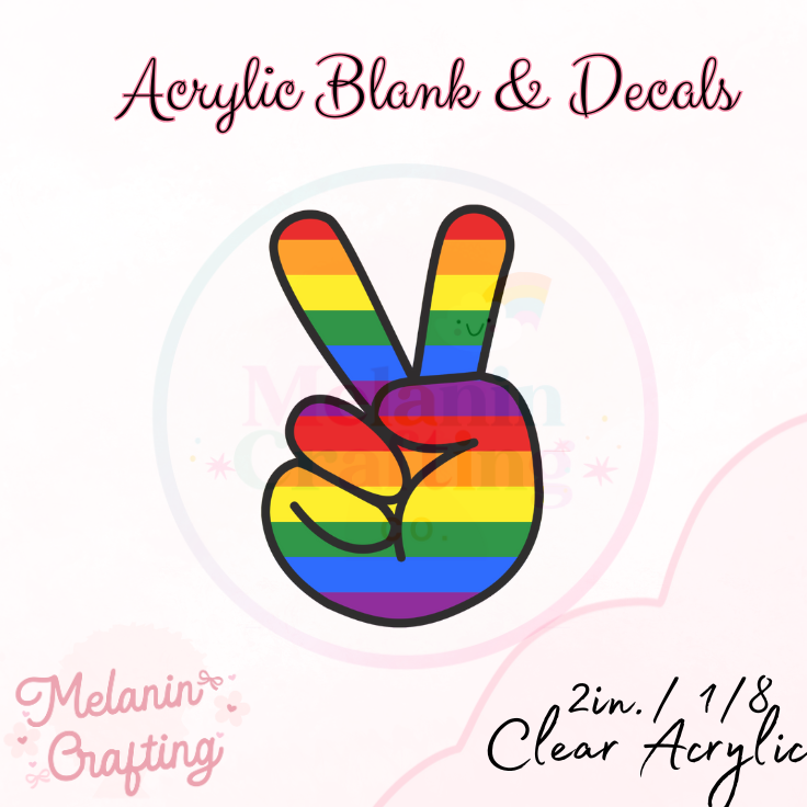 Pride Peace Sign Acrylic Blank & Decal Set