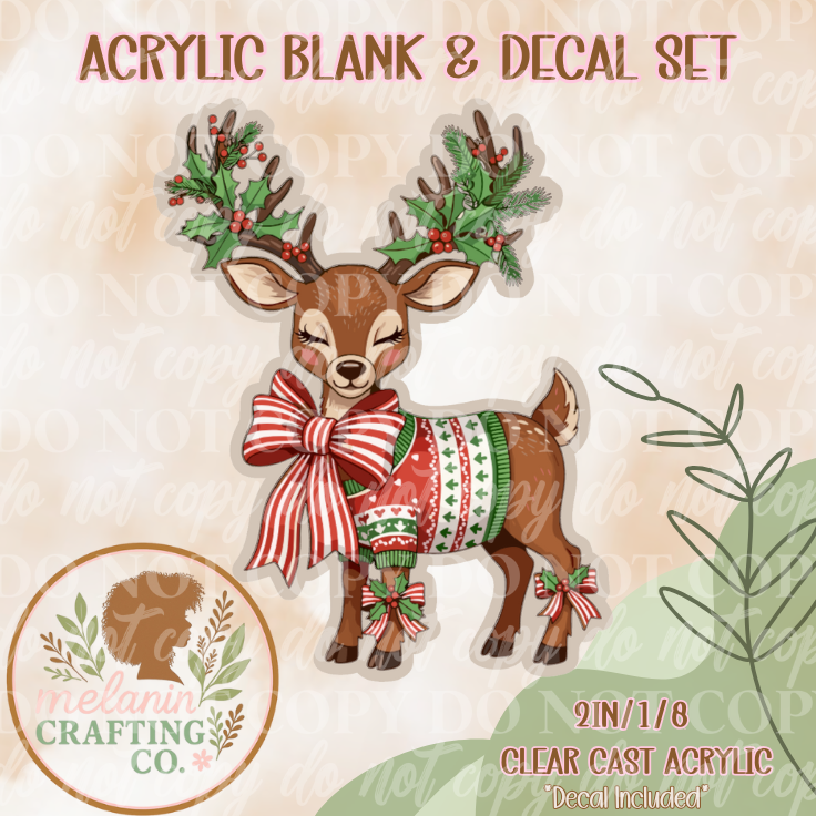 Reindeer Games Double Coquette Acrylic Blank & Decal Set