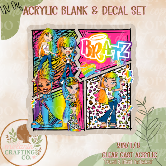 Neon Girls Collage UV Dtf Acrylic Blank Set