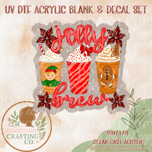 Jolly Brew UV DTF Acrylic Blank & Decal Set