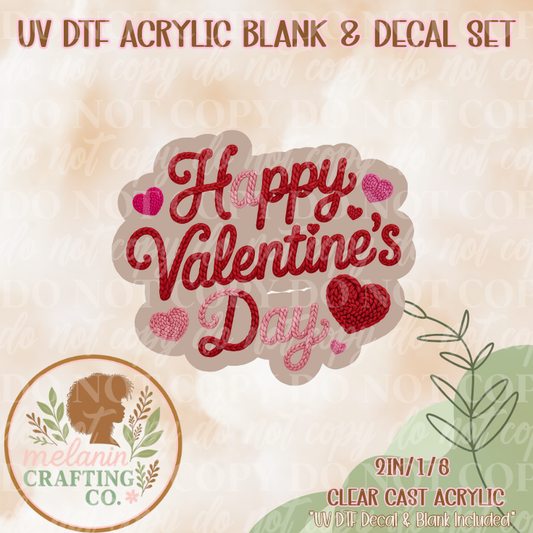 Happy Valentine's Day Crochet UV Dtf Acrylic Blank & Decal Set